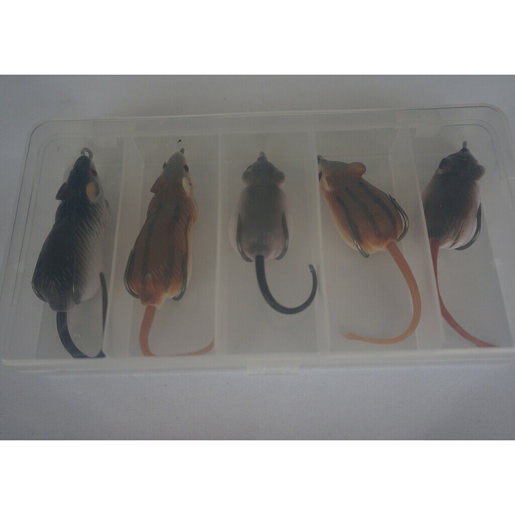 5x Bass Snakehead Bait Artificial Mouse Crankbait Fishing Lure Rat Bait