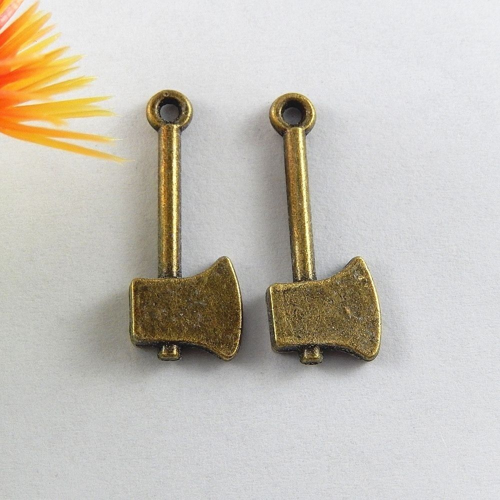 40 pcs Antiqued Bronze Alloy Ax Charm Hatchet Pendant Jewelry Craft 19*10*3mm