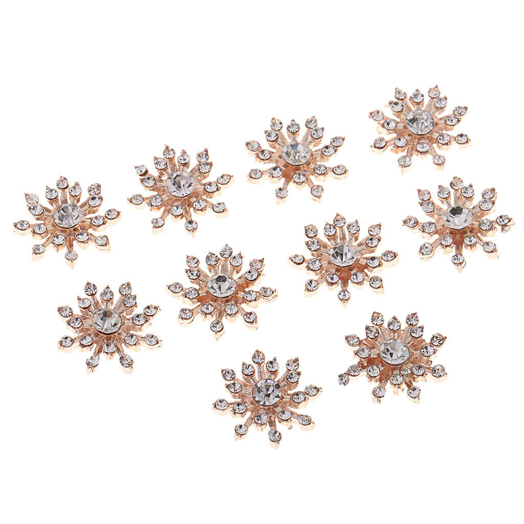 10x Crystal Rhinestone Alloy Flatback Embellishment Buttons Sewing Ornament