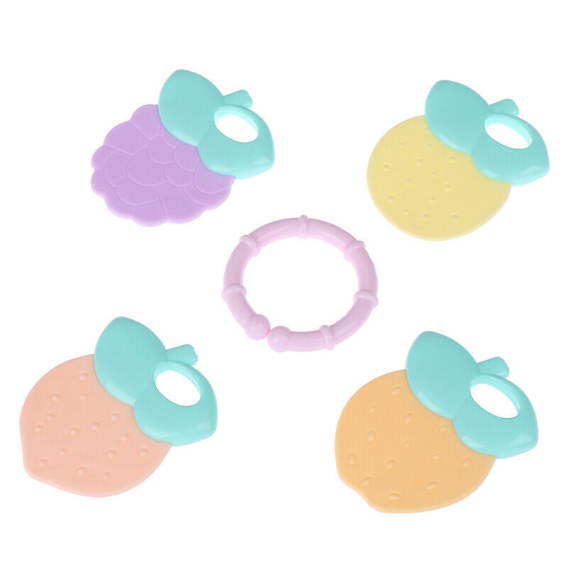 4Pcs/set Baby Safety Teether Baby Teething Rattle Toys Food Grade Teeth-PNA g RC