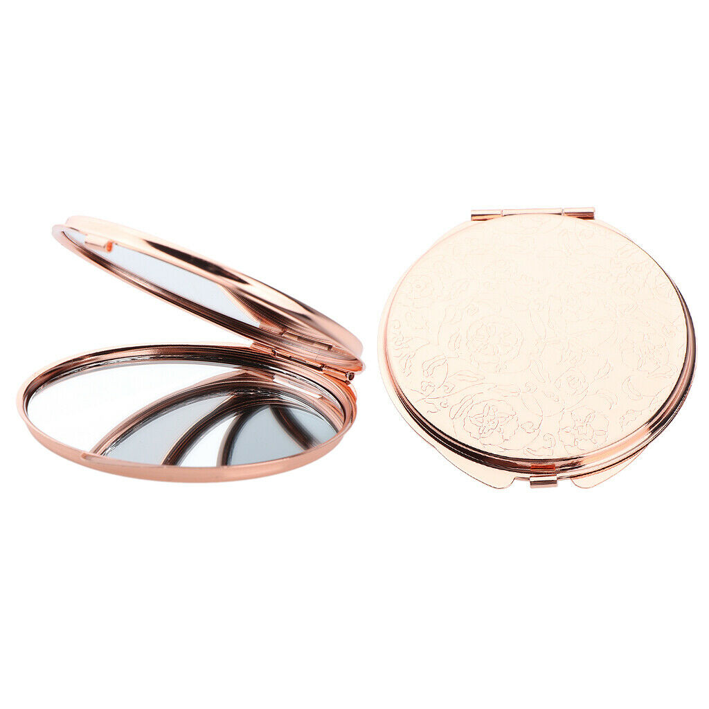 2x Portable Mini Compact Pocket Handheld Cosmetic Mirrors w/ Metal Frame