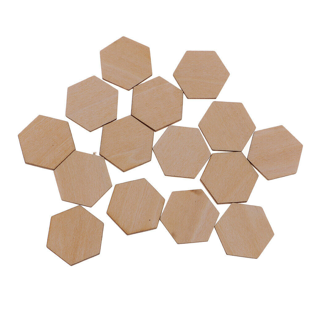 Hexagon Shaped Wooden Embellishments Shapes for Craft Decor DIY 100pcs 25mm