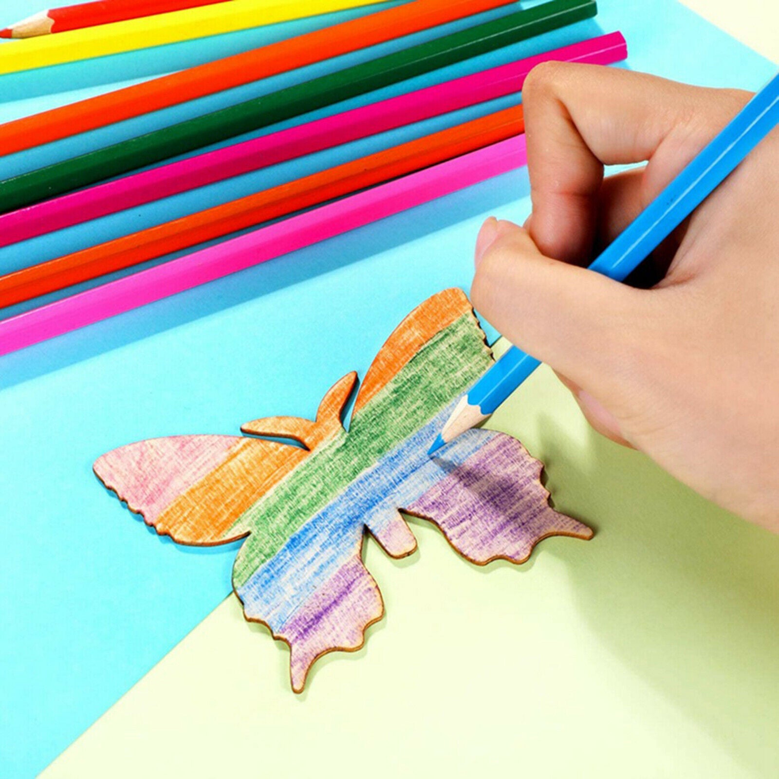 40x Unfinished Wooden Butterfly Pieces Blank Cutout Wooden Slices DIY Crafts