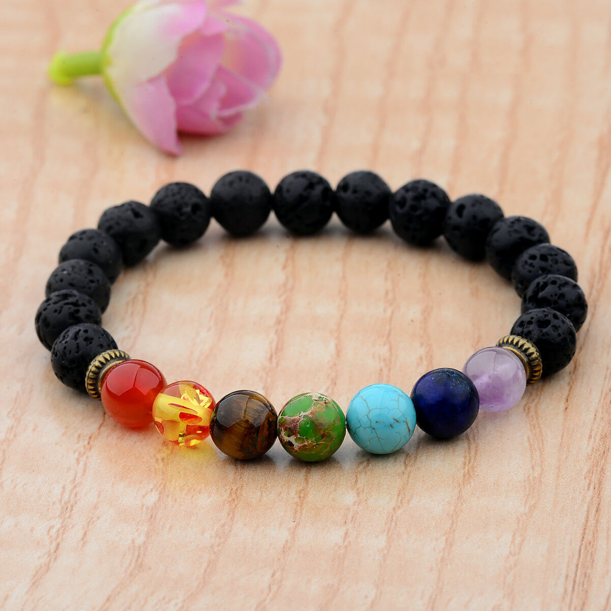Unisex Essential Oil Diffuser Lava Stone Bracelets Aromatherapy 7 Chakra Healing