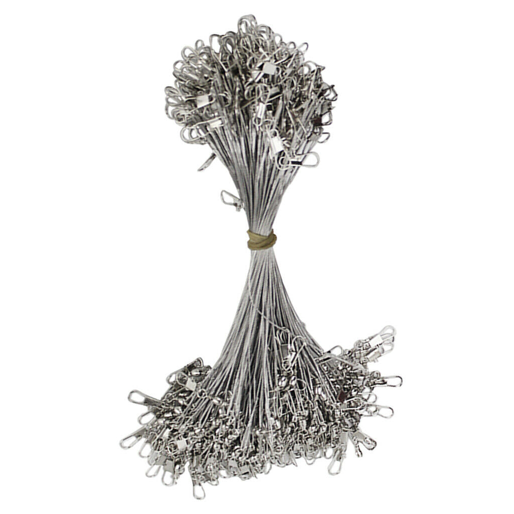 100 Pieces Anti Bite Steel Wire Fshing Lines Leaders with Swivels 15cm White