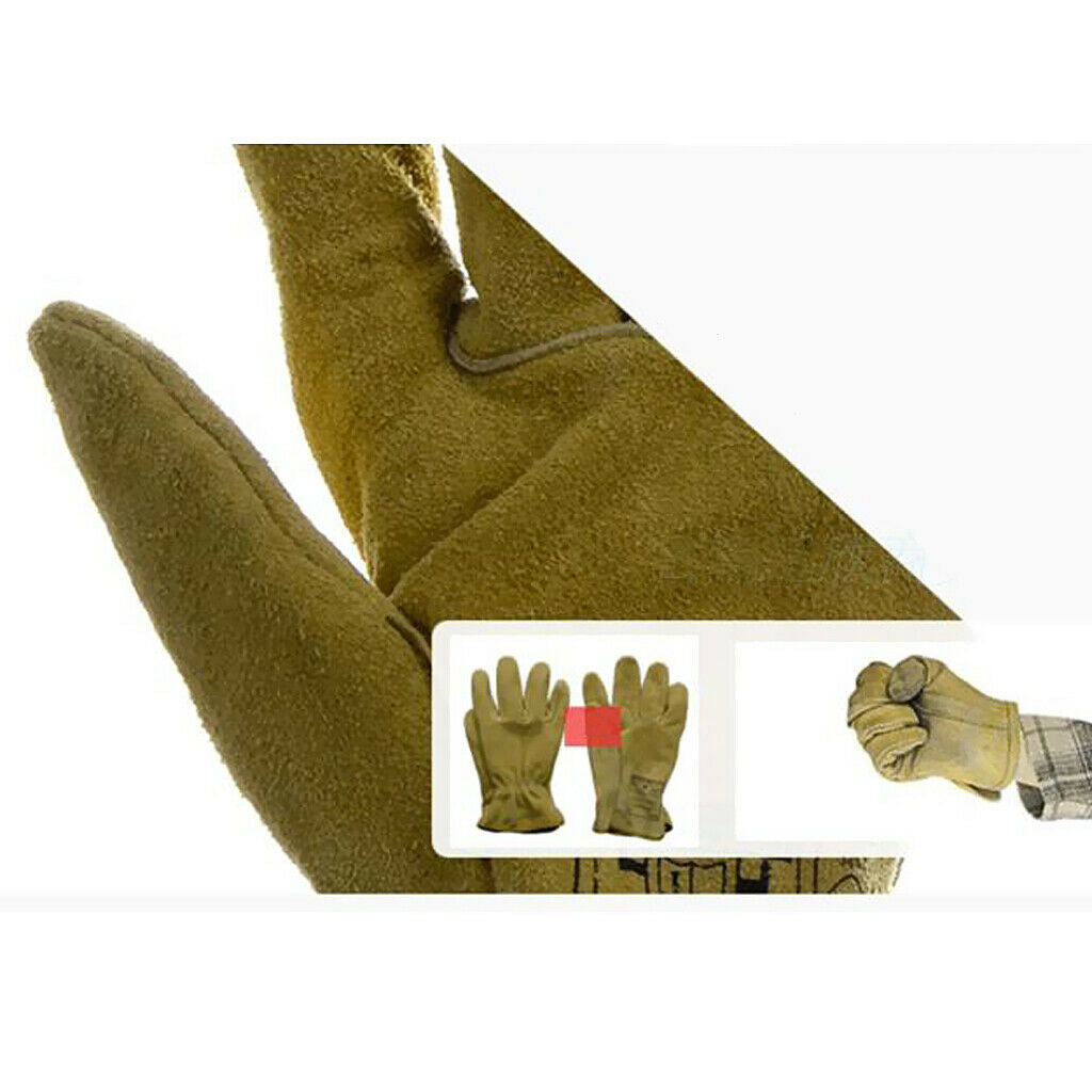 1 Pair Fireproof Wearable Welders Welding Gauntlet Work Gloves Yellow
