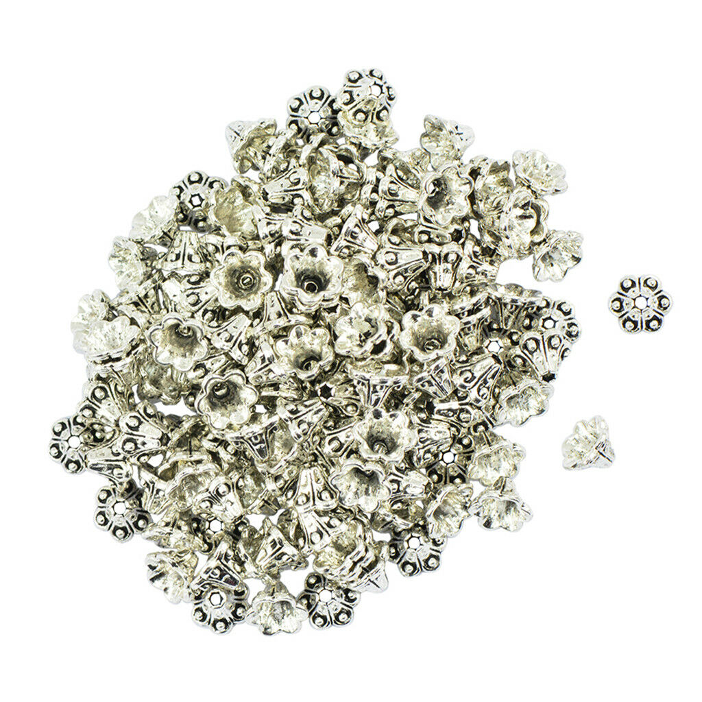 100pcs Alloy Flower Bead Caps Ends for Jewelry Making DIY Necklace Bracelet