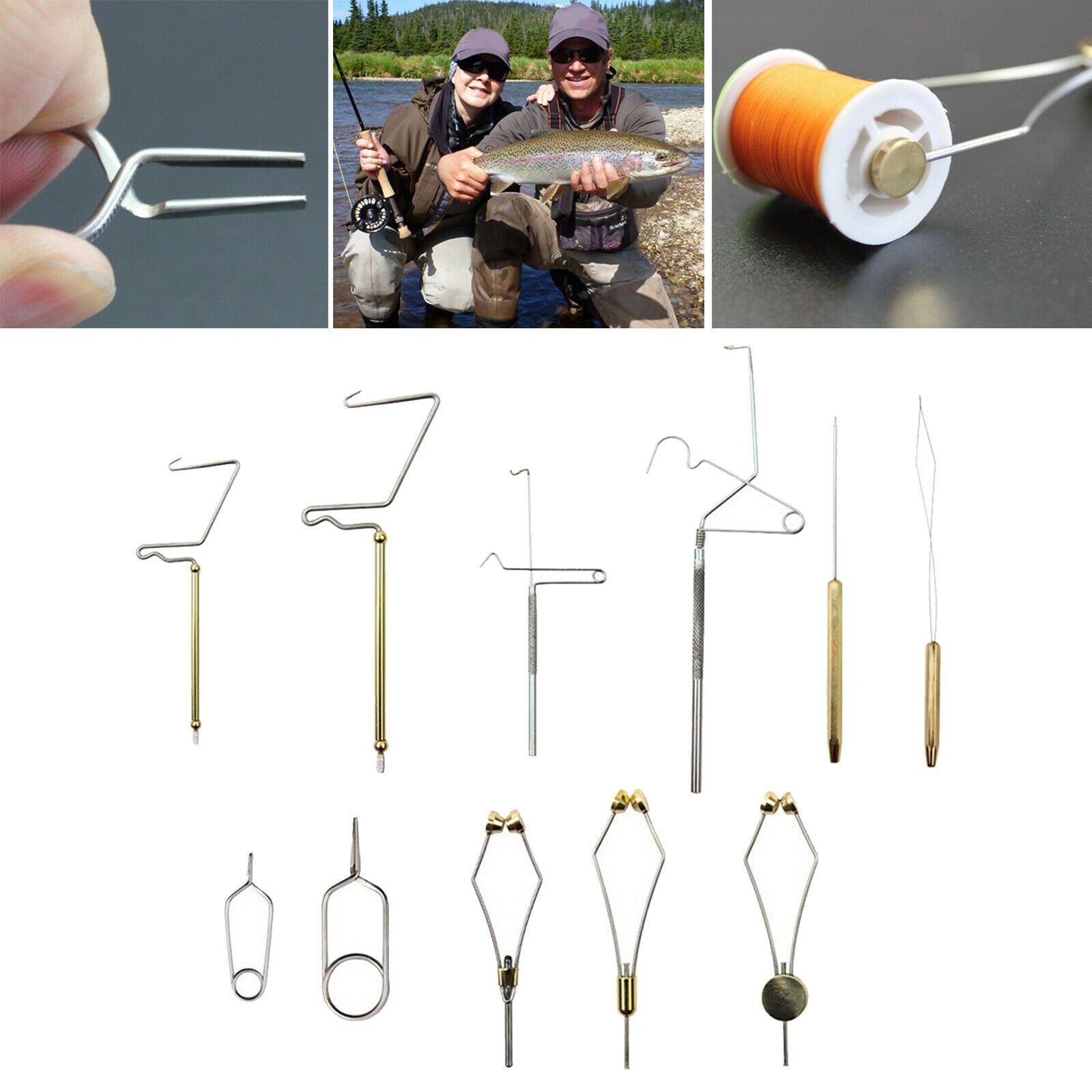 11Pcs Fly Tying Tool Kit Whip Finisher Knot Fly Tying Bobbin Thread Holder