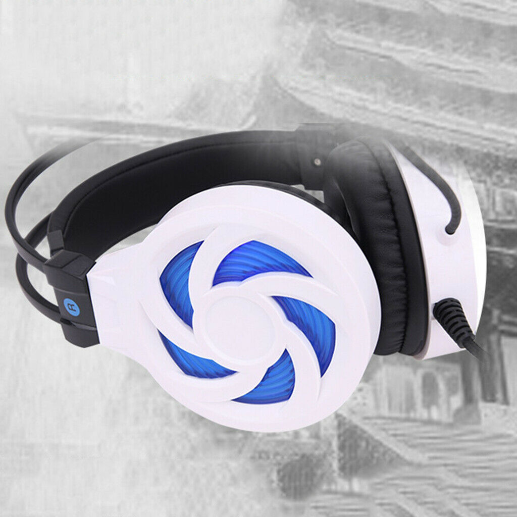 LED Light Gaming Headset Headband Headphone USB 3.5mm Mic LED for PC  White