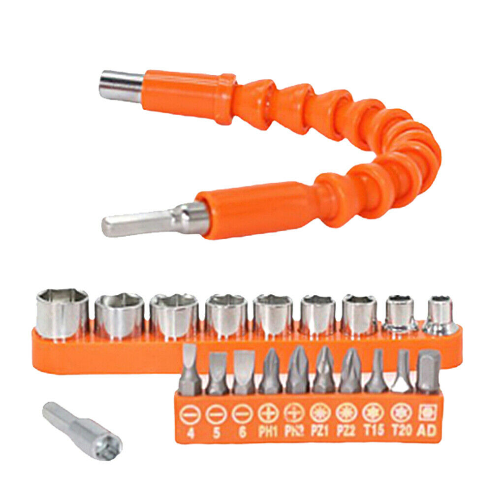 21x Universal Flexible Shaft Electric Screwdriver Head Set Batch 259mm
