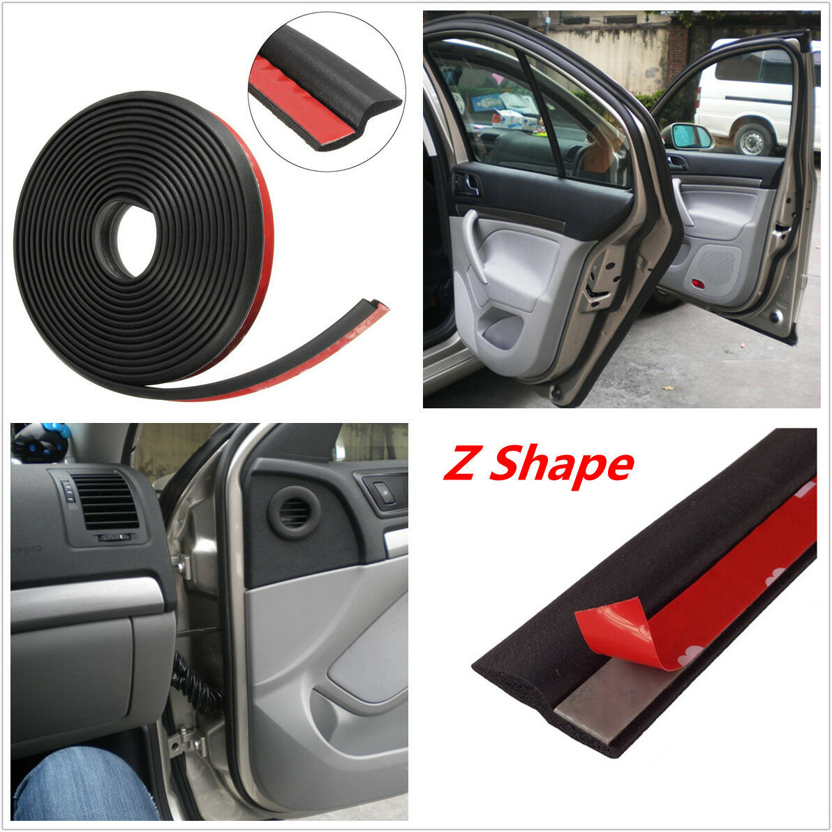 4M 160" Z-shape Auto Car Window Door Rubber Seal Weather Strip Hollow Seal Strip