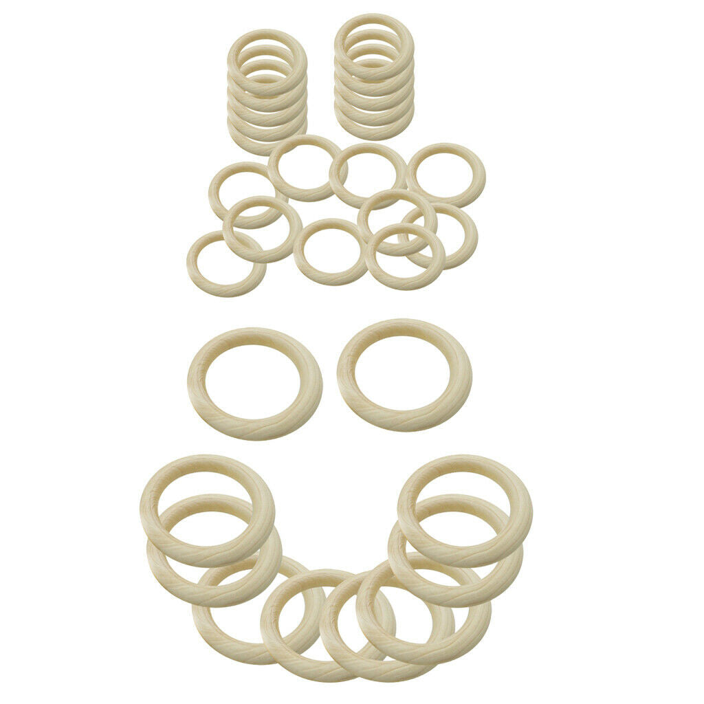 30Pcs Natural Wood Rings Unfinished Wooden Rings DIY Maple Teething Ring Craft