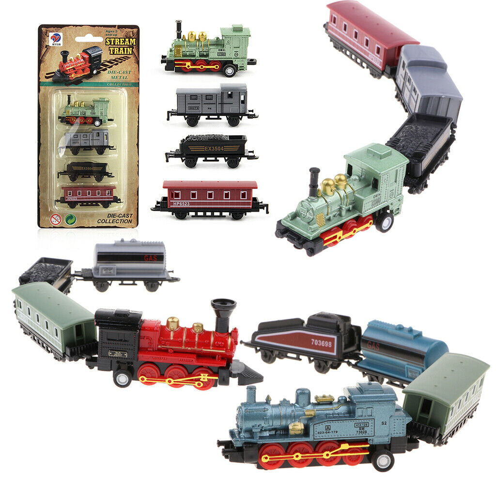 3pcs/set Mini Steam Train Set, with Locomotive Engine and Railway Carriages,