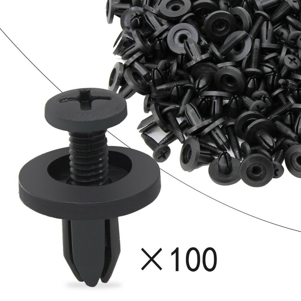 100x Car Auto Bumper Clips Trim 6mm Push Fastener Rivets Clips Set Assembly