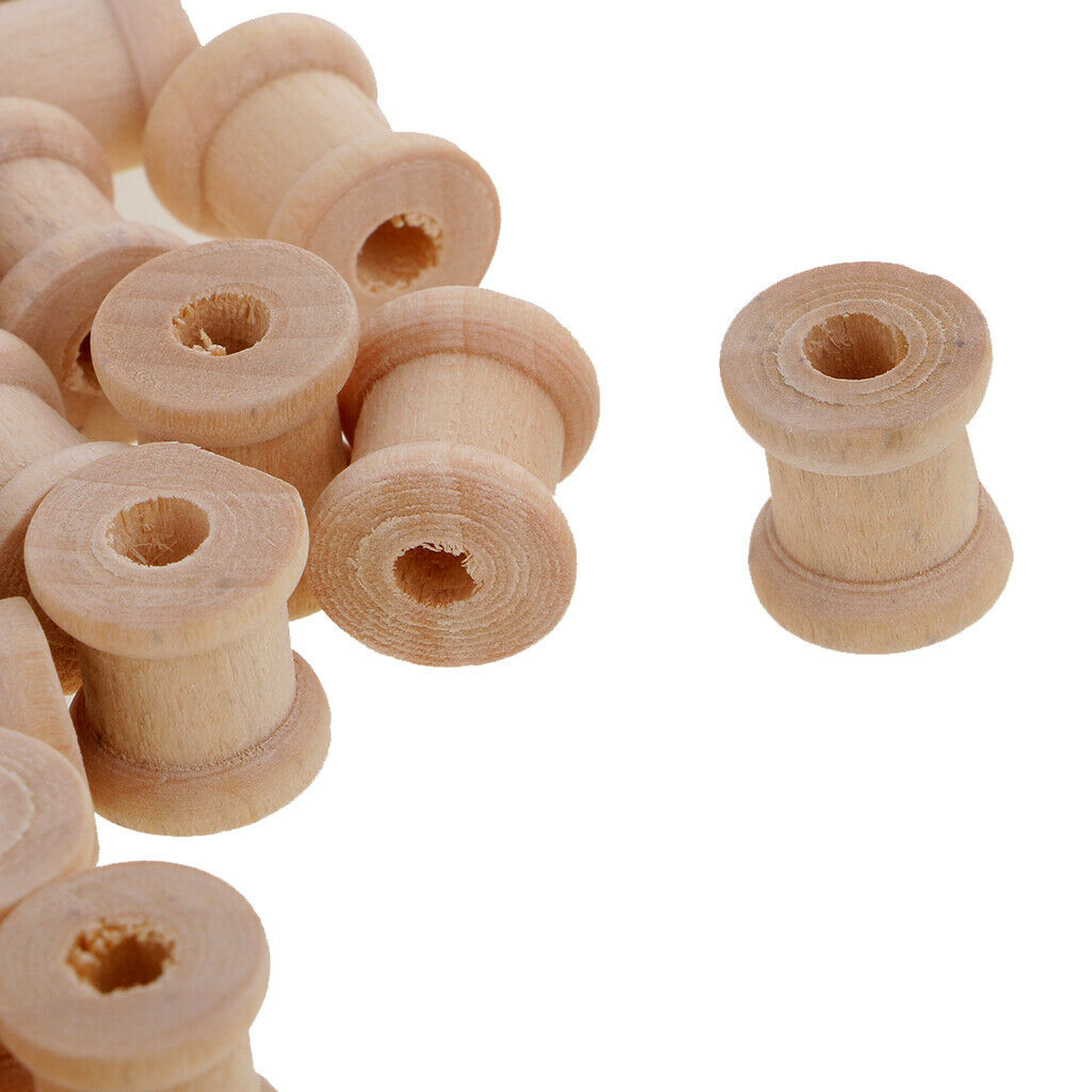Set of 100 Wooden Sewing Tools Empty Spools Sewing Notions for Thread Trims