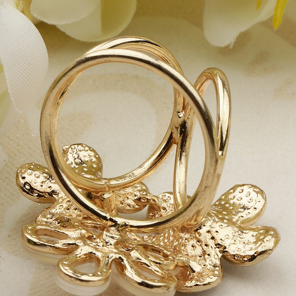 Women Flower Shape Crystal Enamel Scarf Buckle Ring Clip Scarf Jewelry 2Pcs
