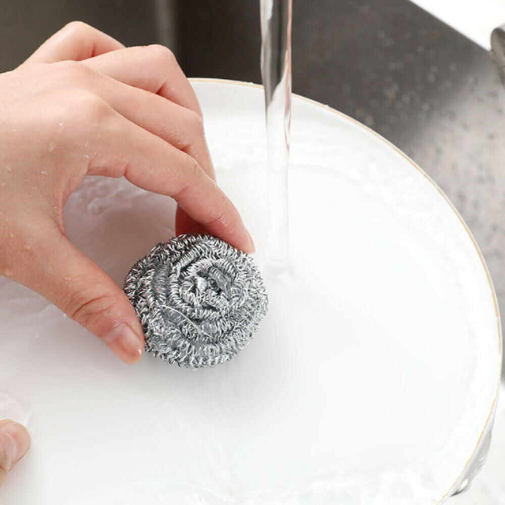 5Pc Stainless Cleaning Ball Brush Home Dishwashing Sponge with Wire Kitchen Tool