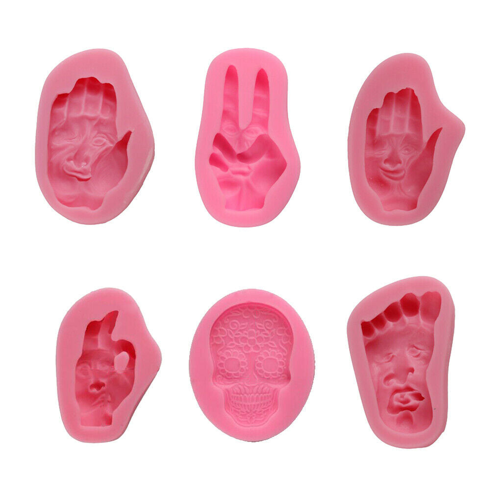 6 piece Halloween cake decoration palm geek smiling old woman hoe