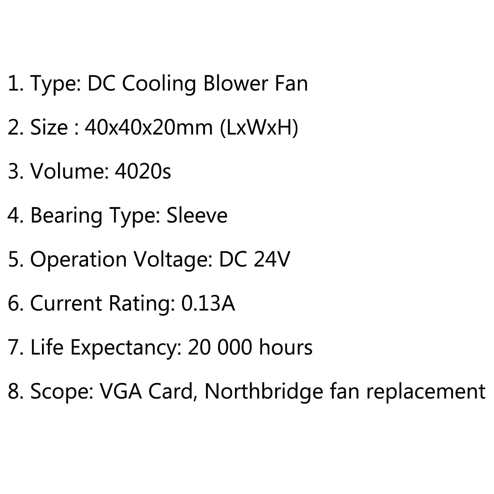 1Pcs Brushless DC Cooling Blower Fan 24V 4020s 40x40x20mm 0.13A Sleeve 2 Pin  CA