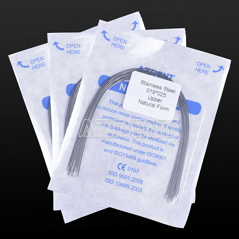 100X Dental Ortho Stainless Steel Natural Rectangular Arch Wires 019*025 upper