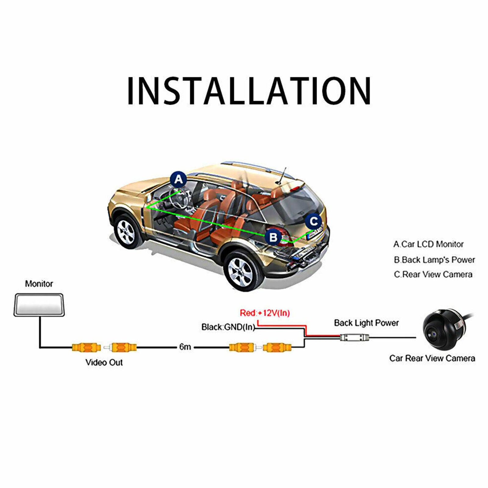 360° HD CCD Waterproof Car Rear View Reverse Backup Parking Camera Night Vision