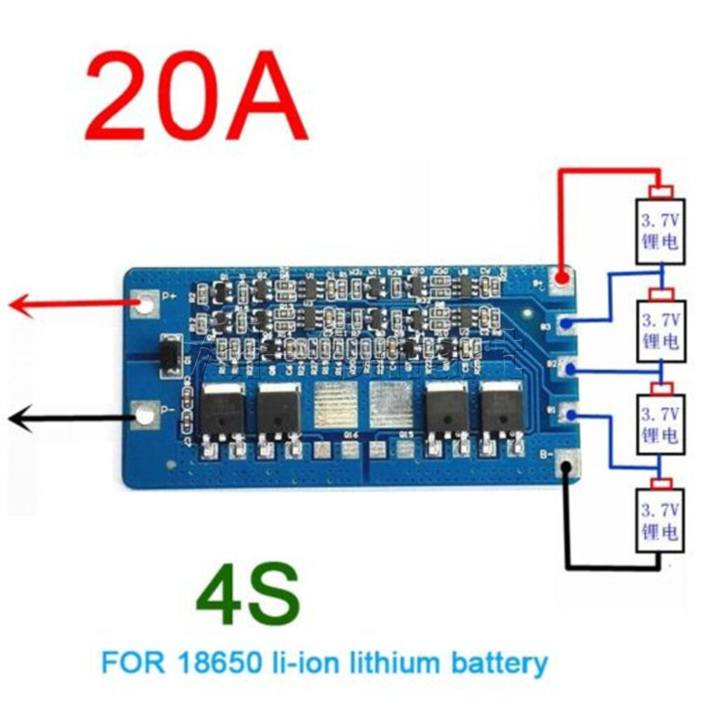 4S 20A BMS Protection PCB Board for 4 packs 18650 Li-ion lithium Battery Cell