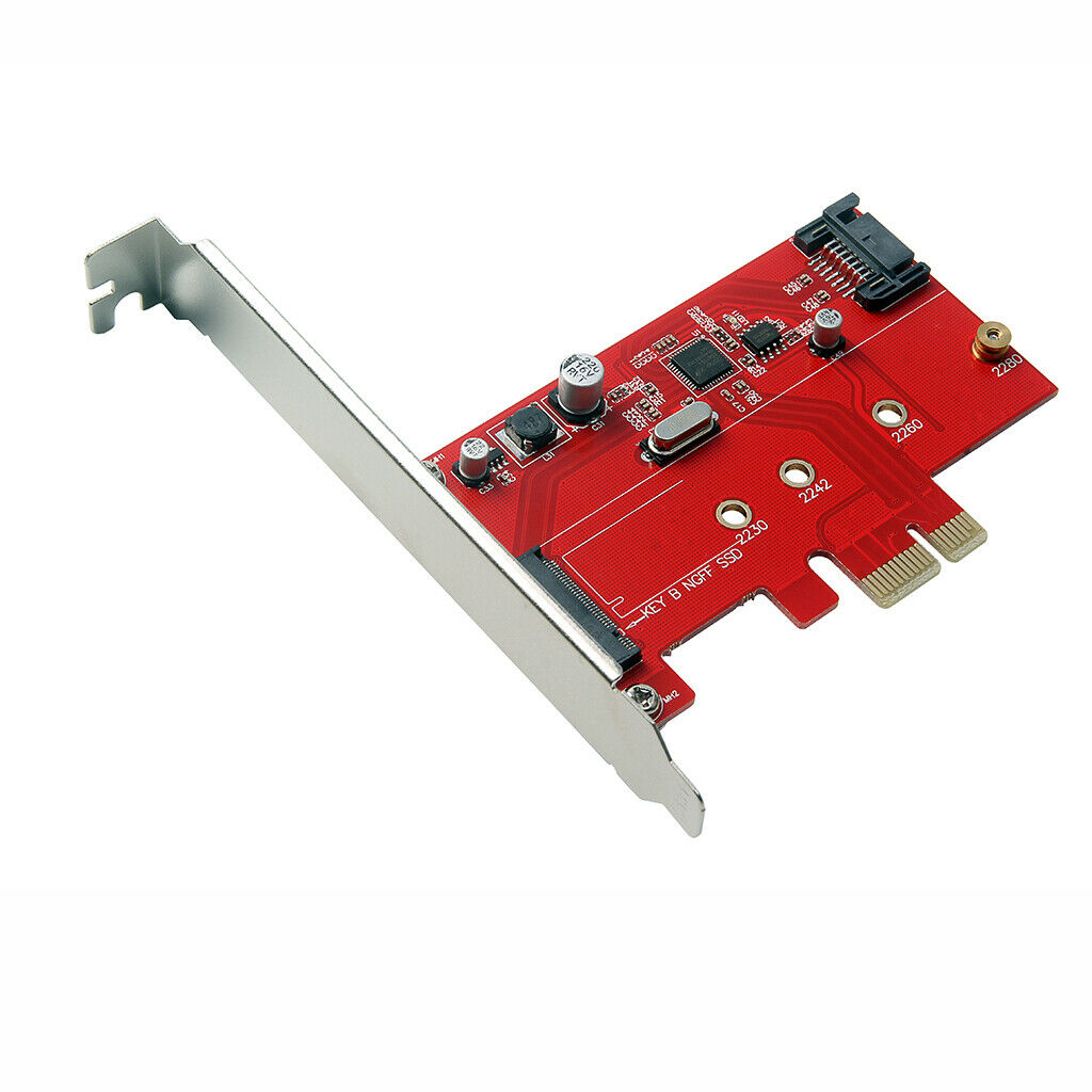 M.2 PCIe SSD to PCIe 3.0 X1 and M.2 SATA SSD to SATA III Adapter Card