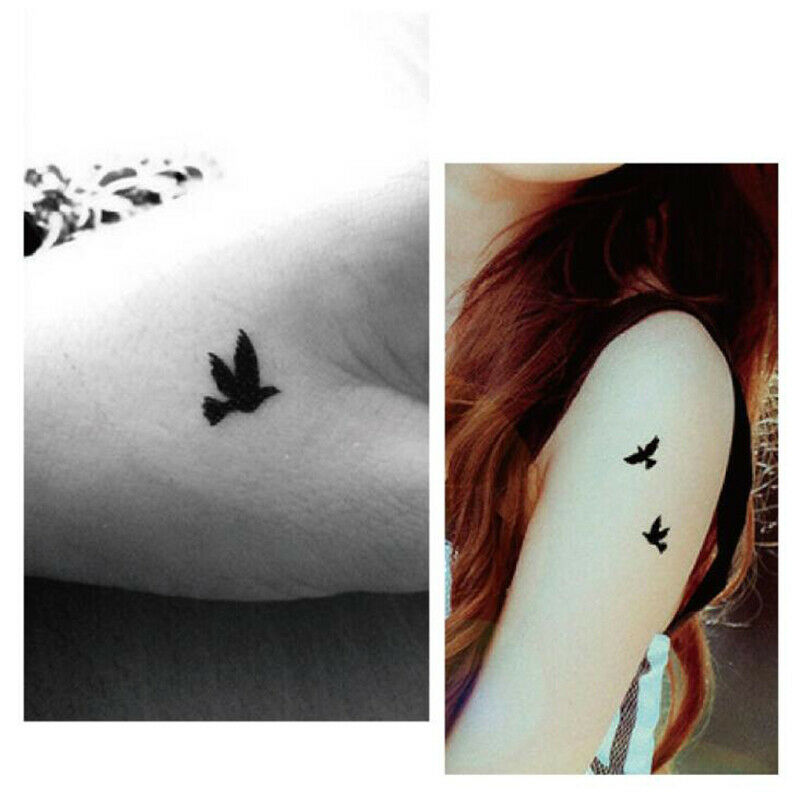 10Pcs/Set Unisex Waterproof Black Bird Shape Disposable Temporary Tattoo StiFCA
