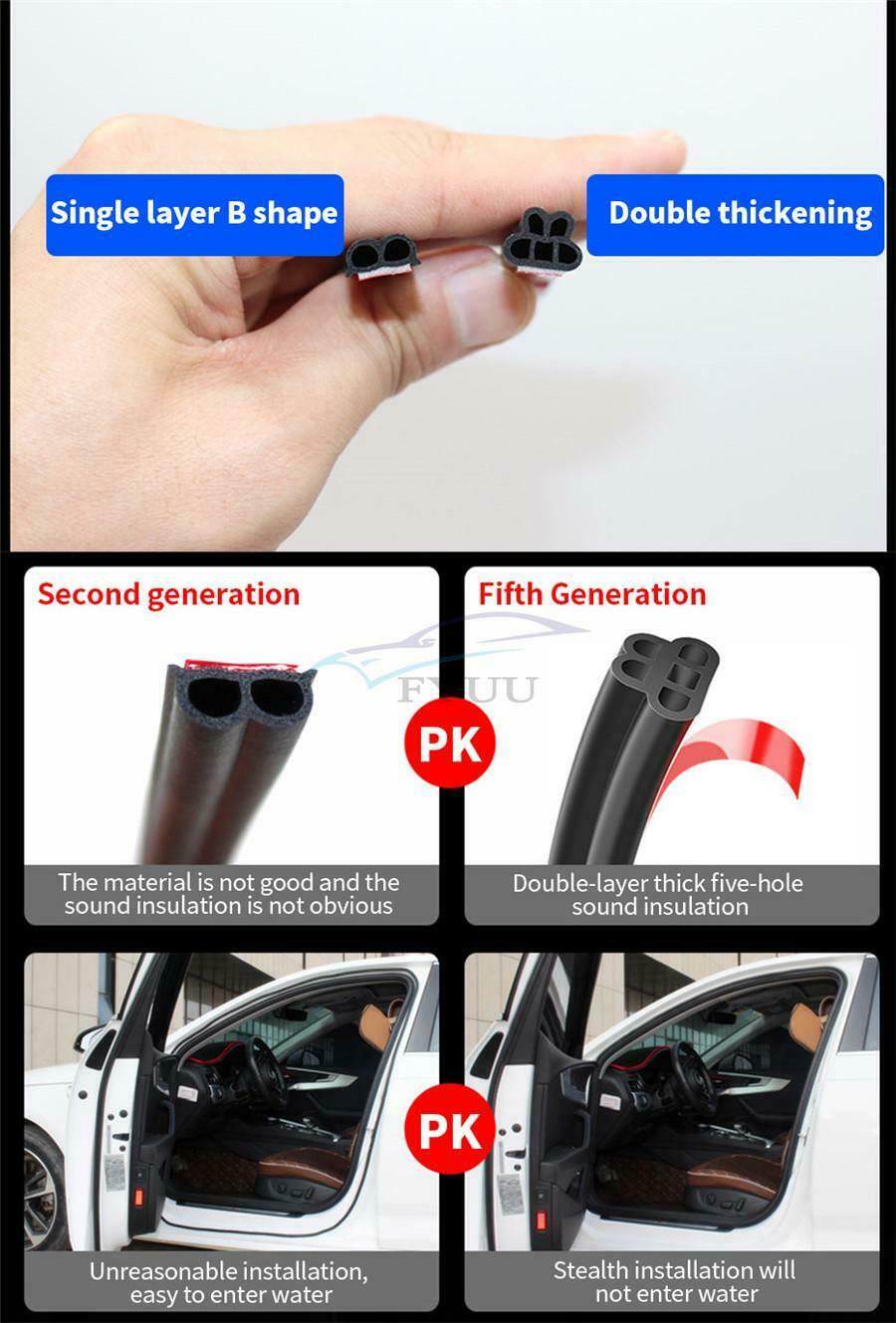 1PCS 12 x 13MM Universal Car Door Trunk Cover Rubber Seal Trim Strip Waterproof