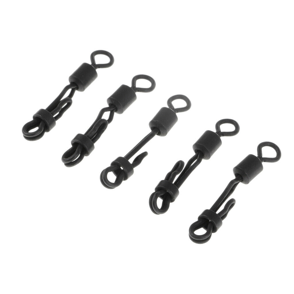 5pcs Quick Change Rolling Swivels Fishing Hooks Line Connectors Matt Black