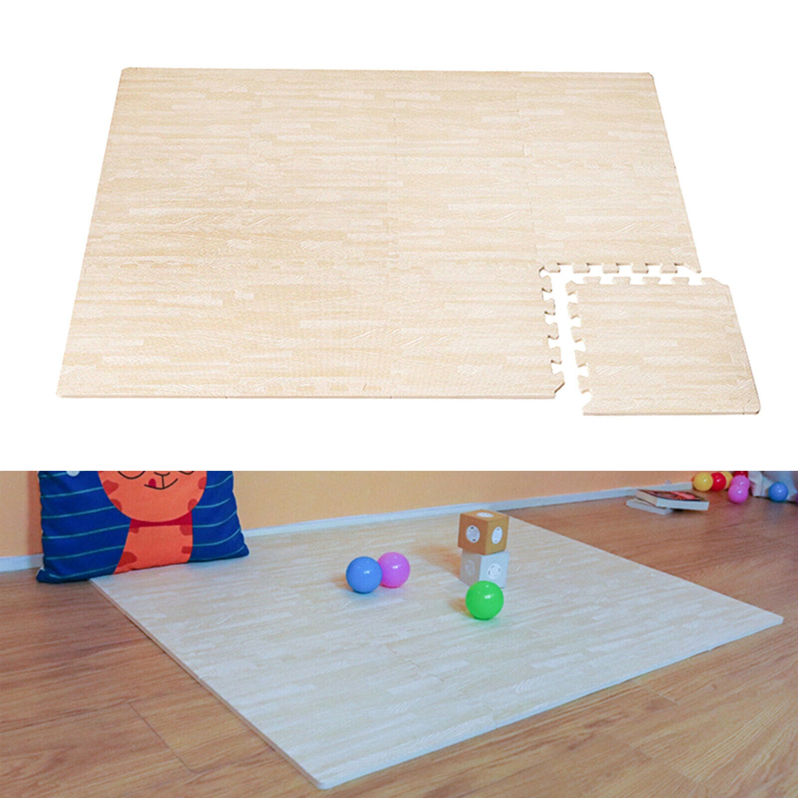 12x Comfortable Puzzle Mat Padding Tiles Play Mat for Kidsroom Bedroom