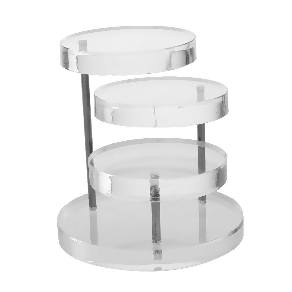 2pcs Black Clear Acrylic 3-Tier Round Jewelry Display Stand Holder Racks