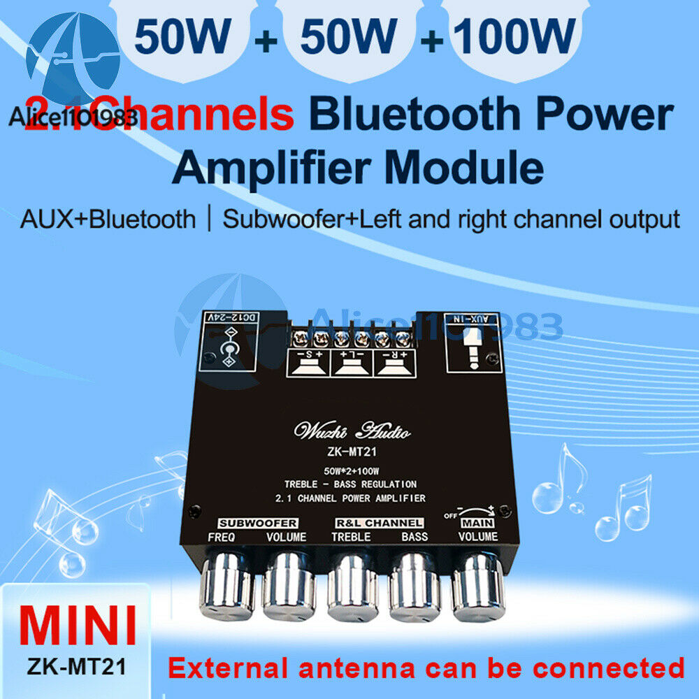 ZK-MT21 Bluetooth 5.0 Overweight Subwoofer Amplifier Board High Low Tone AMP AUX
