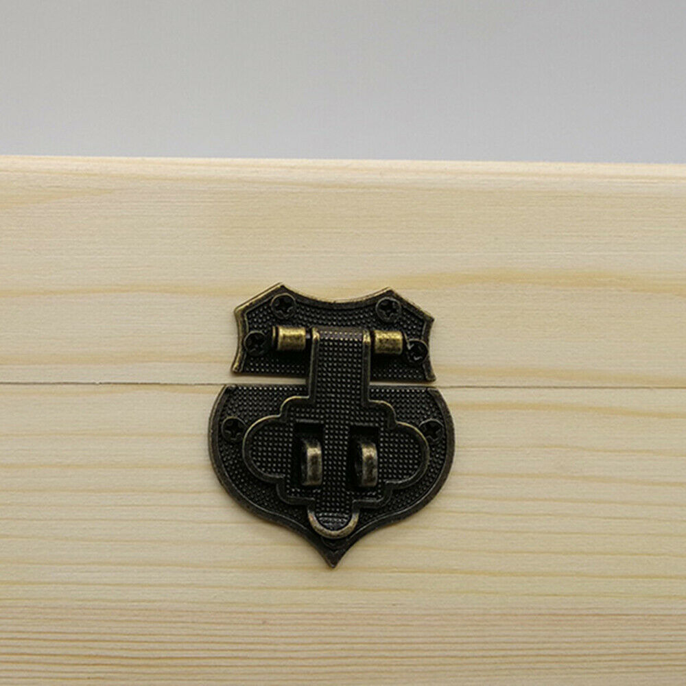 Wooden Treasure Chest Wood Box Case Necklace Jewelry Keepsake Trinket Storage