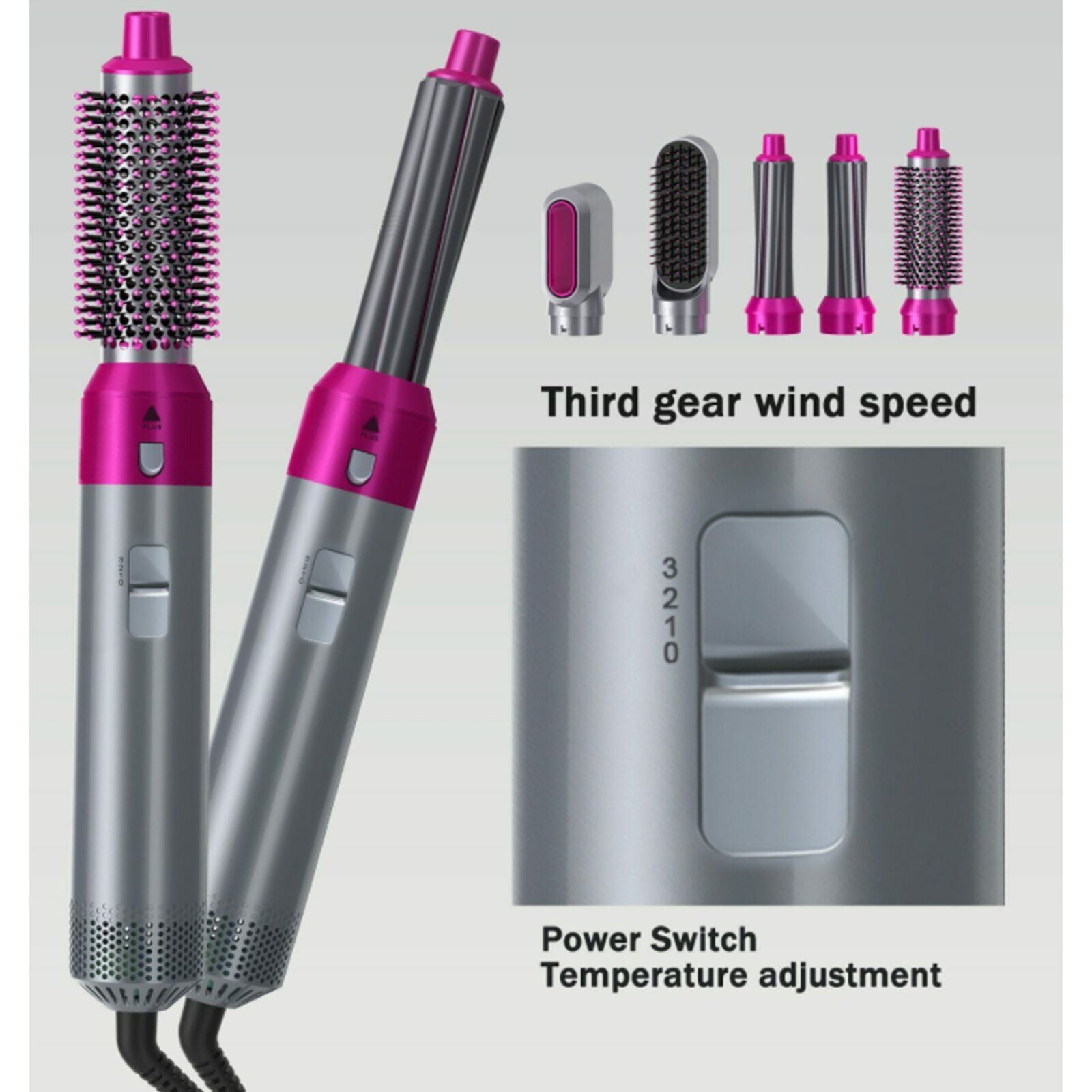 5 in 1 Electric Hair Dryer Blow Curler Set Detachable Styler Hot Air Brush