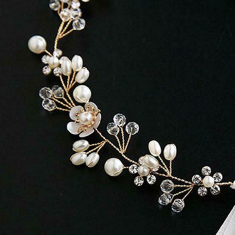 Bridal Wedding Headwear Ornaments Flowers Handmade Beaded Headband Hair Strap