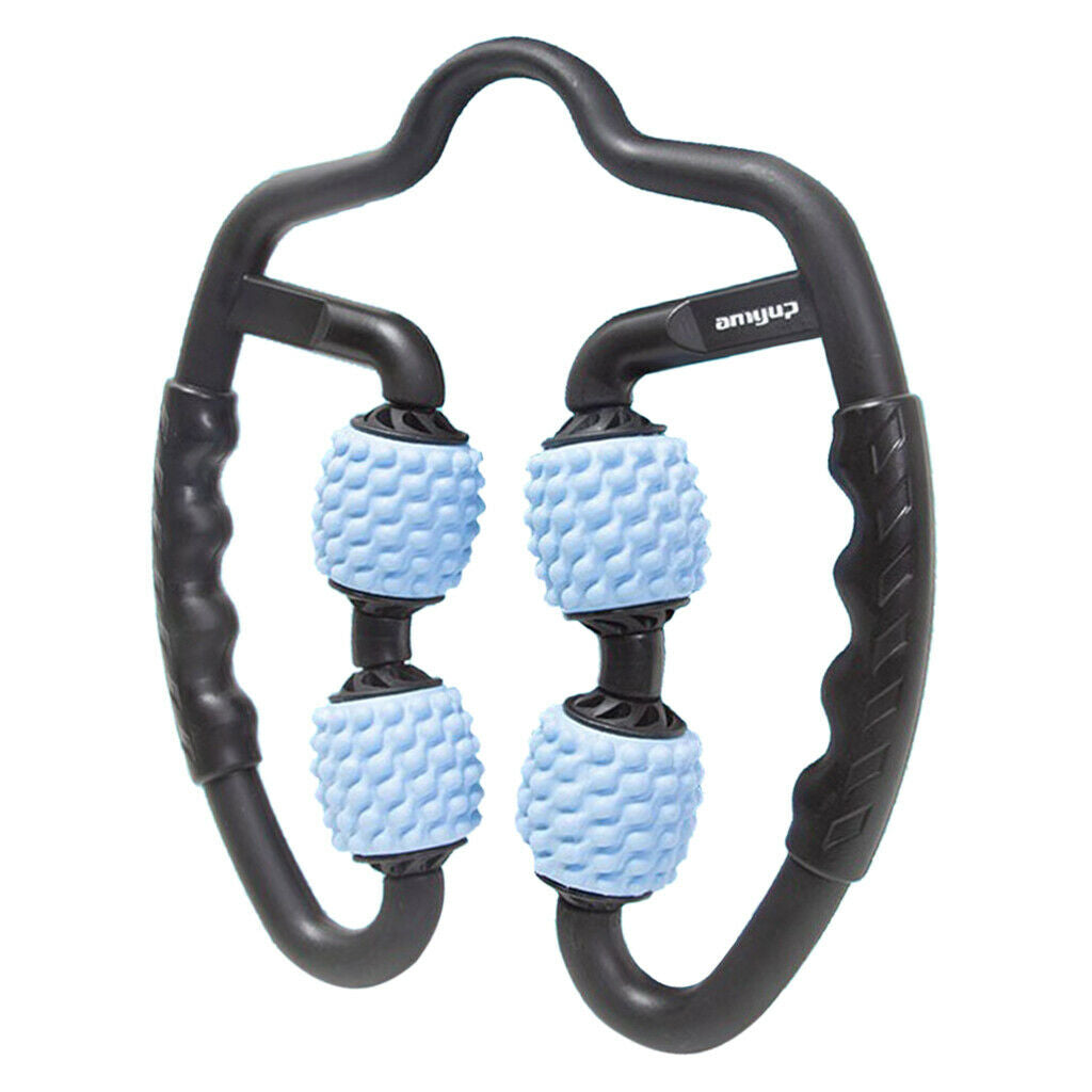 2x 4-Wheels Massage Rolling Stick Leg Calf Back Muscle Roller Massager Tool