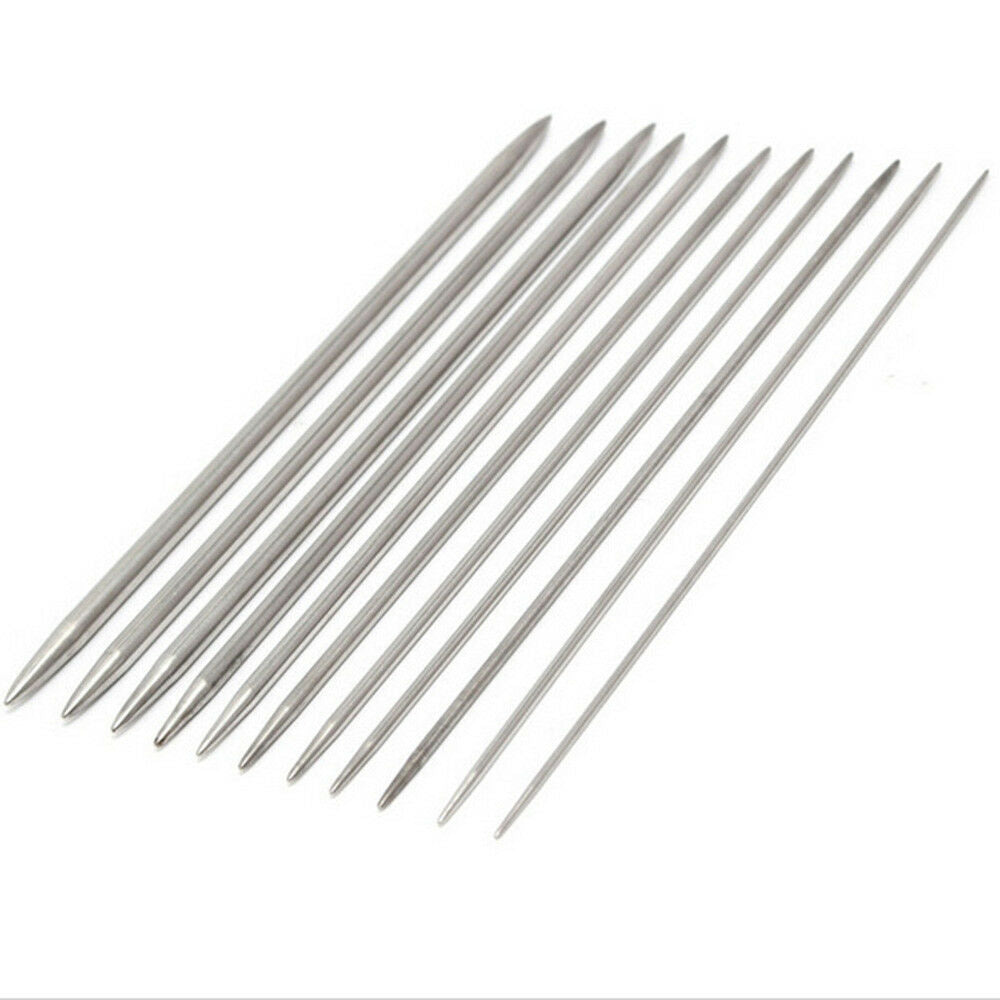 55pc 20cm Stainless Steel Dual Point Straight Sweater DIY Knitting Needle Set#ur