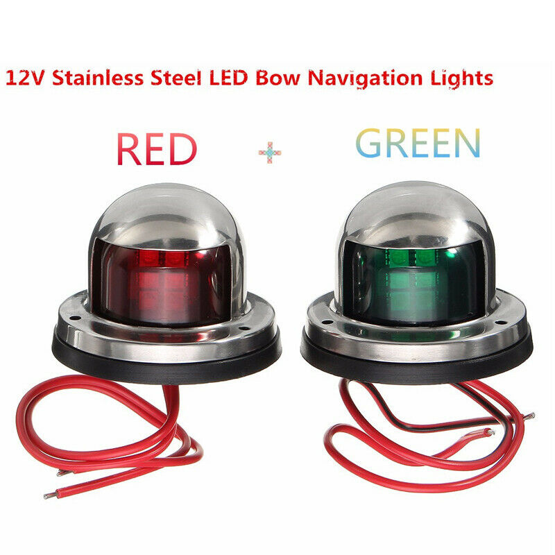 2X LED Bow Navigation Light Red Green Sailing Signal Light for Marine Boat_e Tt