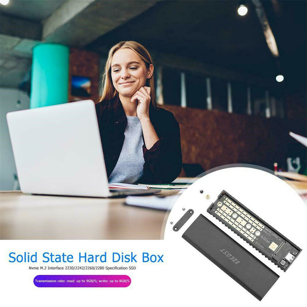 M2 SSD Hard Case NVME PCIe Enclosure M.2 to USB Type C 3.1 GEN2 M Key Adapter