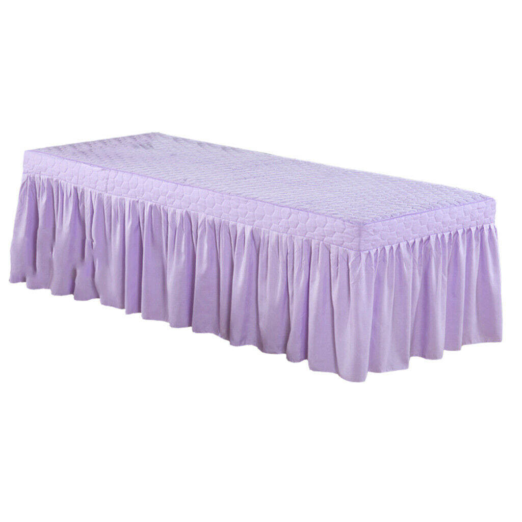 Massage Table Skirt Beauty Bed Cover Valance Sheet  Light Purple