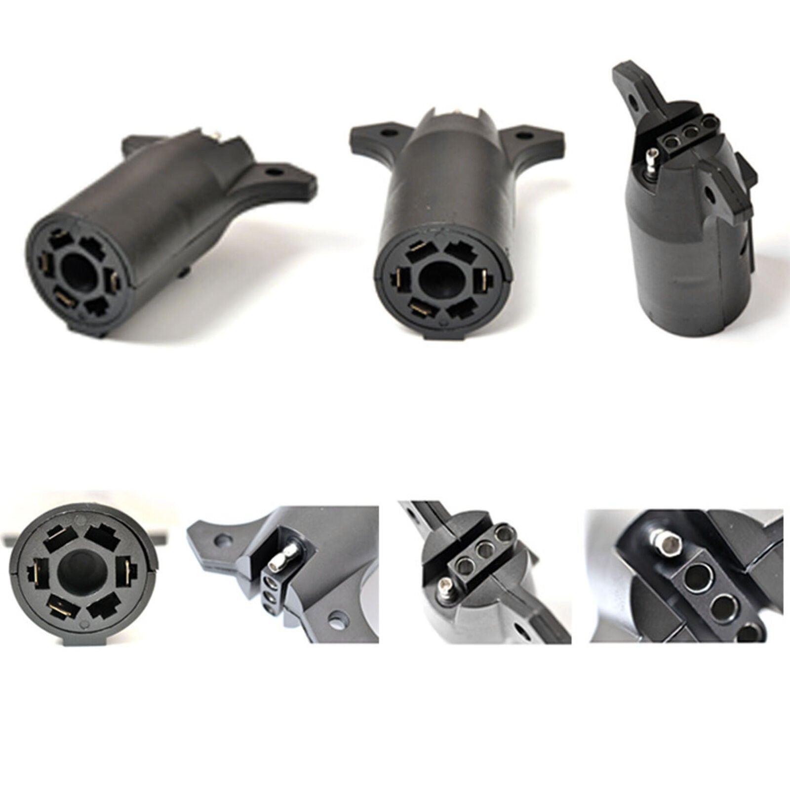 7-Way Round to 4 Way Pin Flat Trailer Light Adapter Plug Connector RV Boat