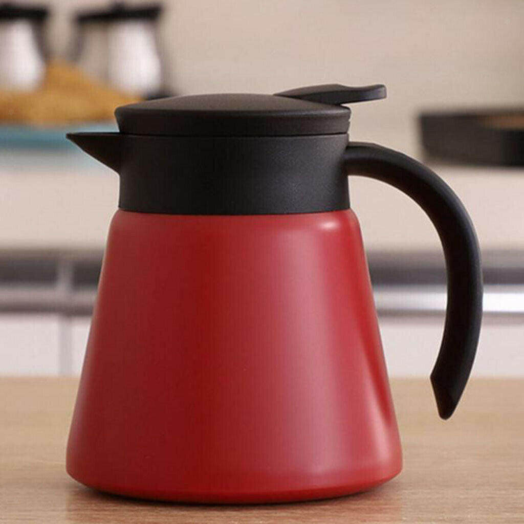 650ml Stainless Steel Vacuum Insulation Pot Tea Jug Hot Drinks -Red