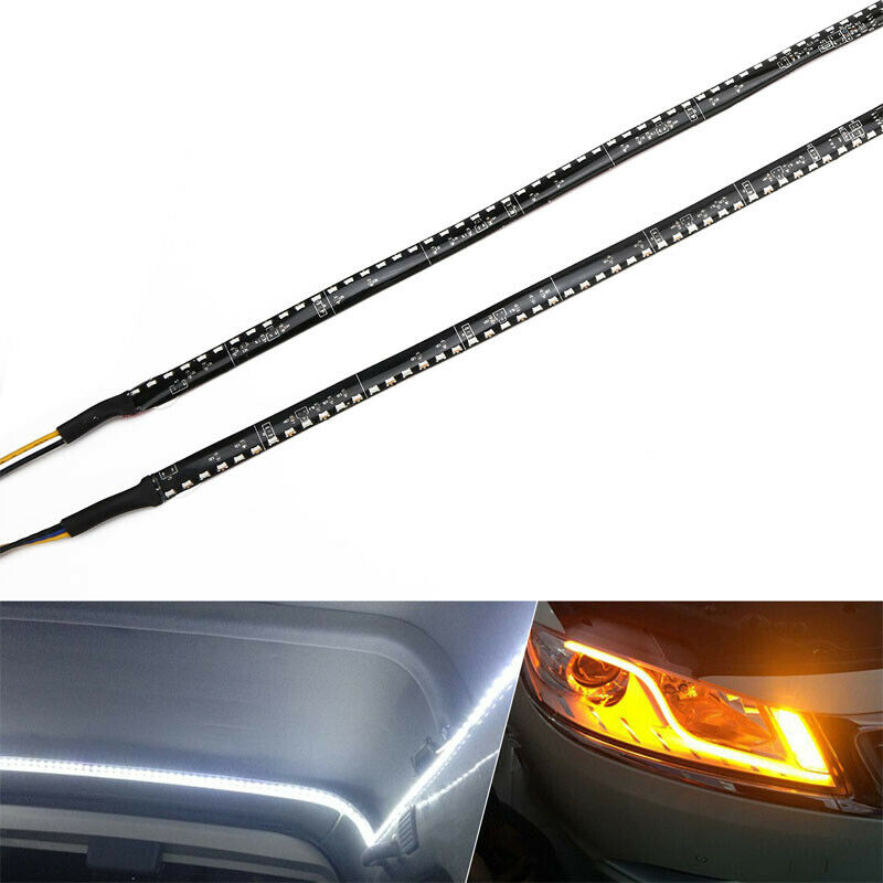 Pair 60CM LED Headlight Strip Daytime Running Light Sequential Flow Lamp 6W IP65