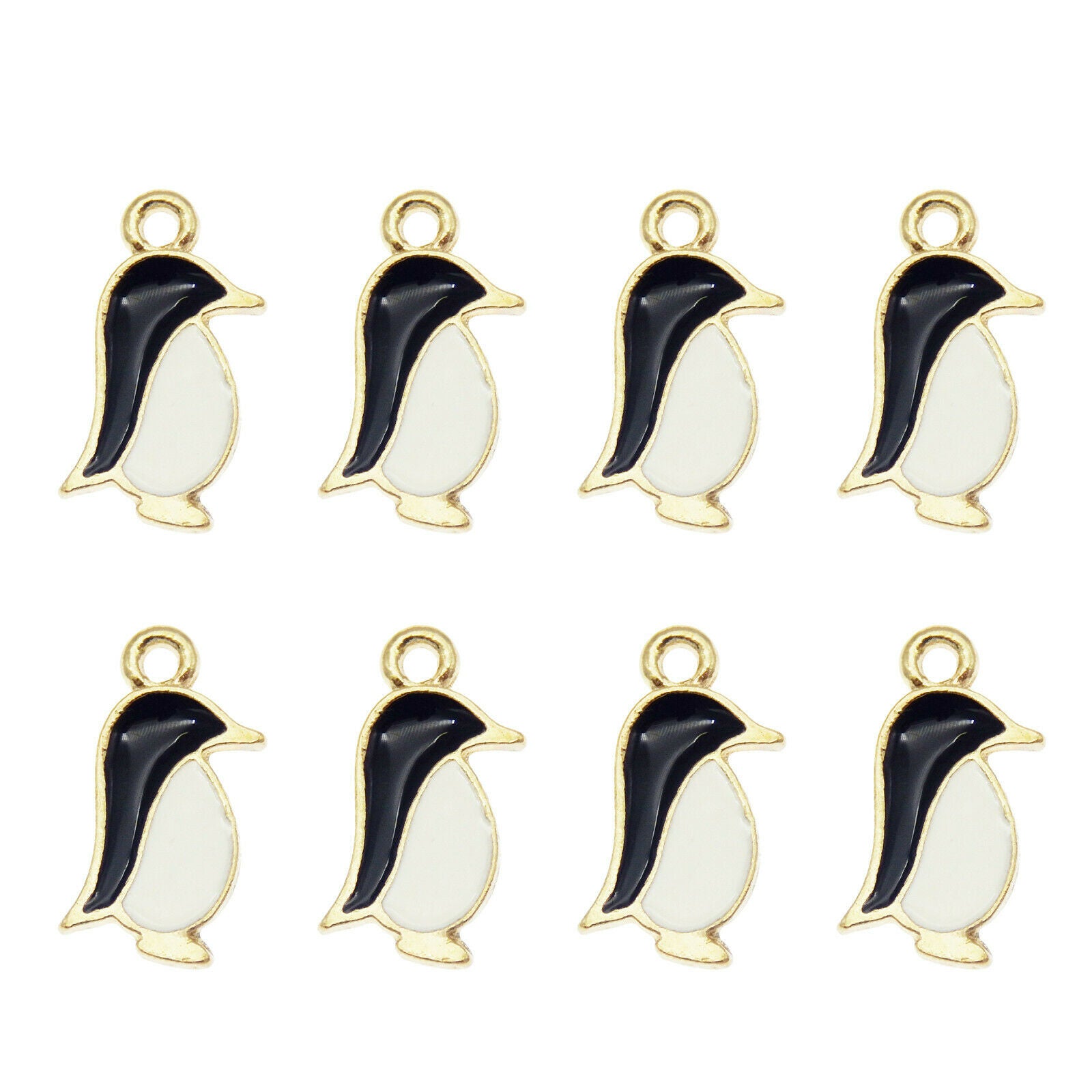30PCS Enamel Colorful Alloy Animal Penguin 15x9mm Charms Pendant DIY Findings