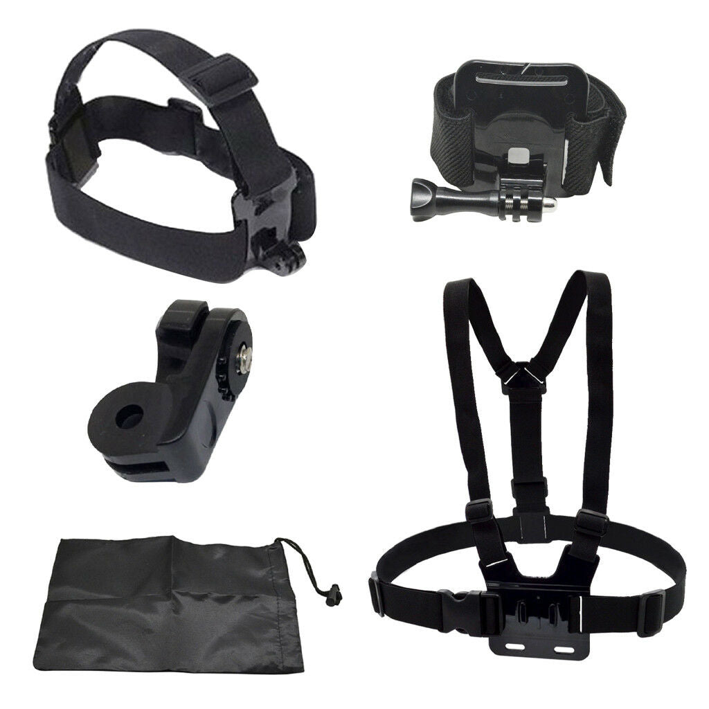 Chest Wrist Head Strap Belt + 1/4" Connecter Kit for Gopro Hero SJCAM SJ6000