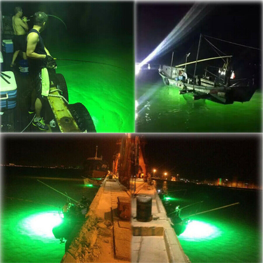 30W LED Green Underwater Submersible Night Fishing Light Boat Squid Fish Lamp