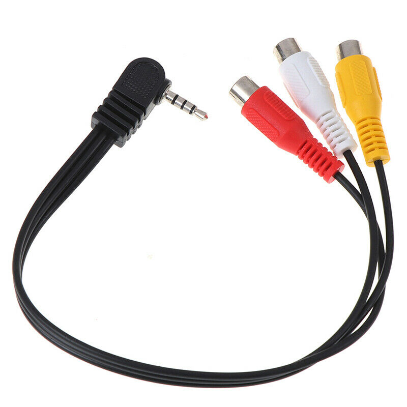 3.5mm AV Angled Plug to 3 RCA Female Jack Audio Video AdapterY&.l8