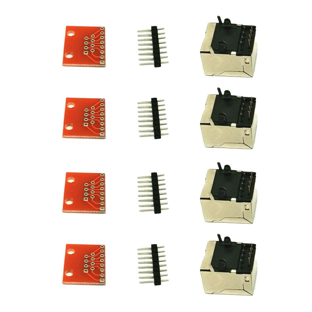 4pcs RJ45 Connectors and Breakout Board Adapter Set for Ethernet Jacks