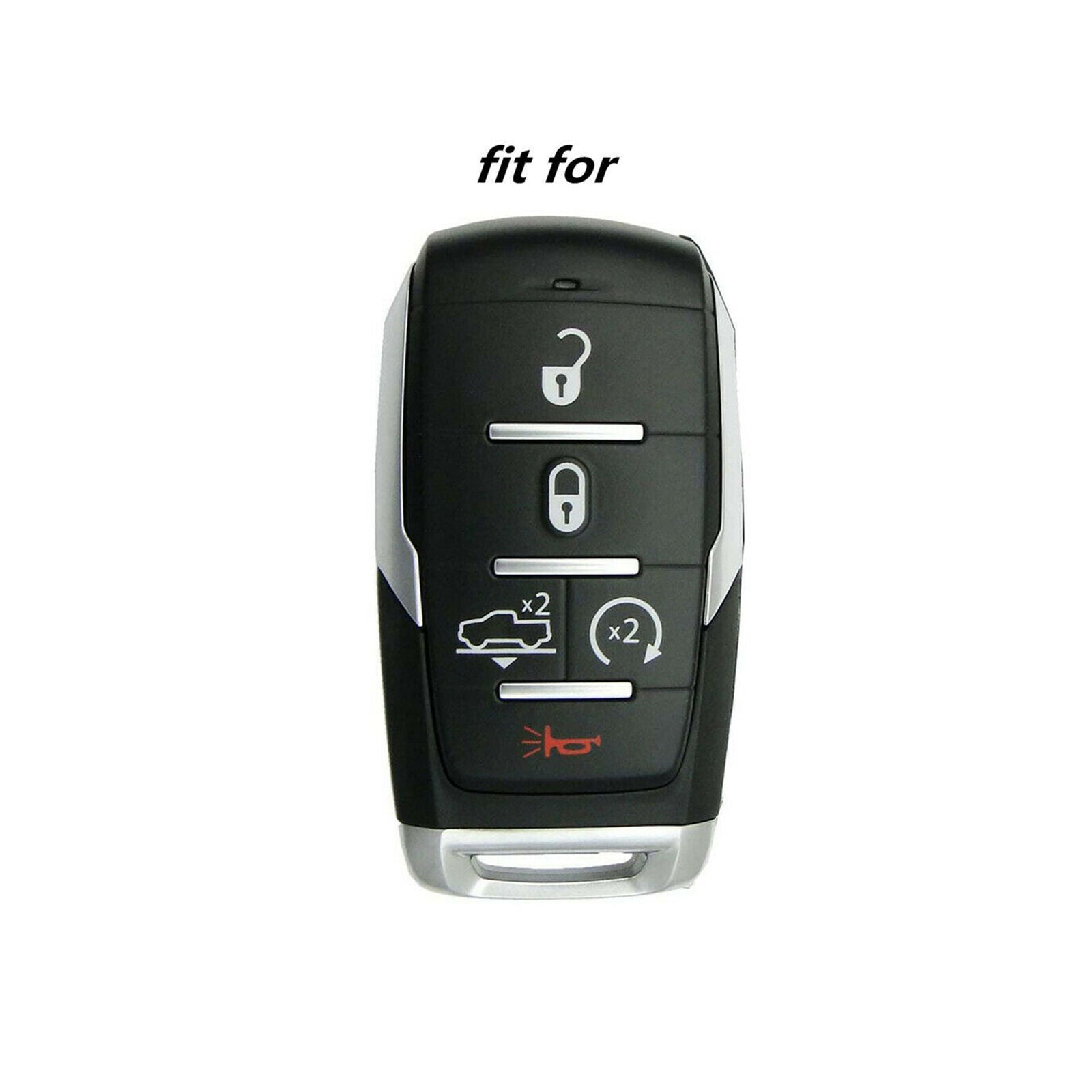 Black Leather for 2019 2020 2021 RAM 1500 5 Buttons Smart Key Fob Cover Case